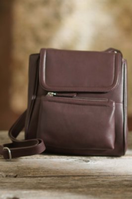 Women's Cross-Body Leather Organizer Handbag