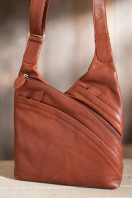 Women's Rose Triple-Zip Leather Cross-body Handbag