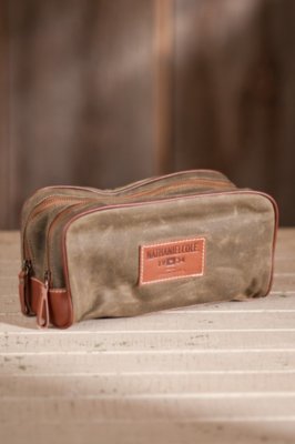 Waxed Cotton Travel Case with Leather Trim 