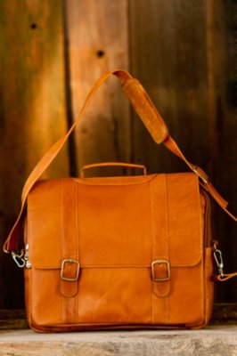 Flap-Over Leather Briefcase