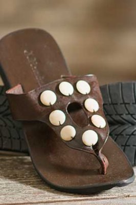 Women's Artisan Sandal with Buffalo Bone Beads