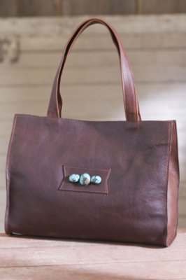 Women's Brazil Leather Purse with Turquois
