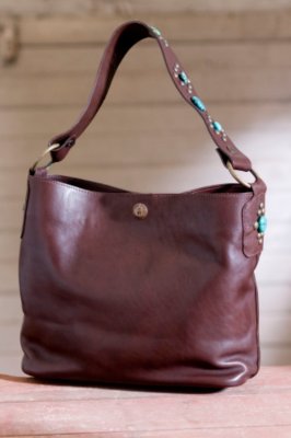 Women's Louisiana Leather Handbag with Turquois