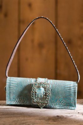 Women's Leather Clutch with Crystals