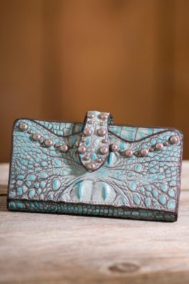 Women's Leather Wallet with Nail Heads