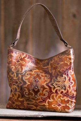 Women's Boot Leather Western Tote with Coppernails