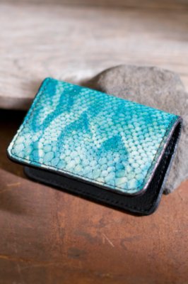 Snake Print Leather Card Case Wallet