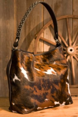 Women's Cowhide Tote Bag with Antique Dots