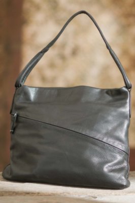Women's Diagonal Flop Over Leather Handbag