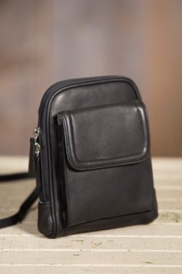 Women's Cashmere Leather Mini Organizer Handbag, BLACK, Size 1 SIZE
