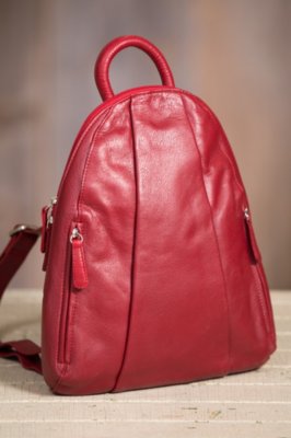 Women's Teardrop Multi Zip Leather Backpack