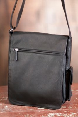 Vertical Cashmere Leather Messenger Bag