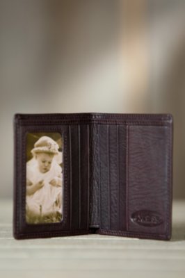 Men's Cashmere Leather ID Bifold Wallet, RAISIN, Size 1 Size