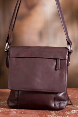 Lori Flapped Leather Messenger Bag
