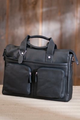 Soft Zip-Top Leather Briefcase 