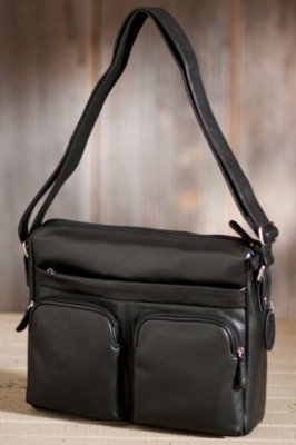 Zip Top Leather Messenger Bag