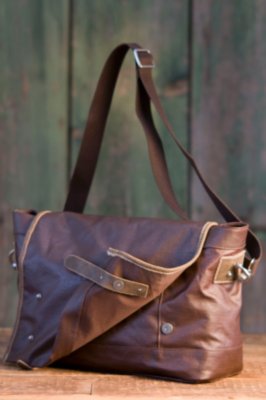 Waxed Twill Large Flap Messenger Bag