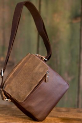 Waxed Twill Dual Flap Cross Body Bag