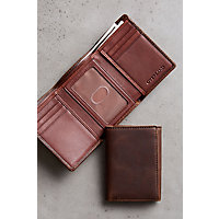 ID Trifold Distressed Leather Wallet with RFID Protection