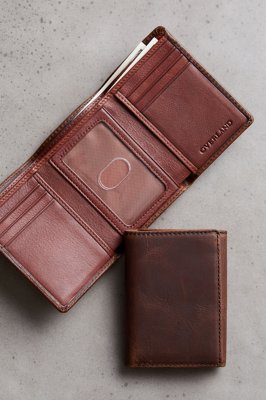 ID Trifold Distressed Leather Wallet with RFID Protection