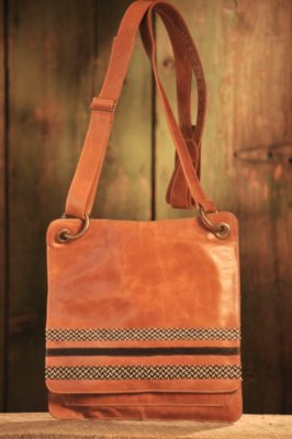 Women's Limon Piel Cana Flecha Leather Messenger Bag, HONEY, Size 1 Size