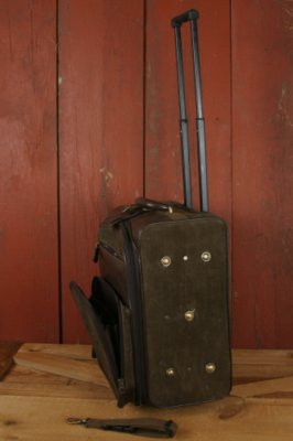 Wheeled Leather Trolley Bag Buff Nubuck