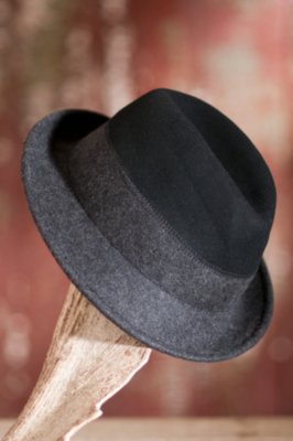 Women's Two-Tone Wool Felt Fedora Hat