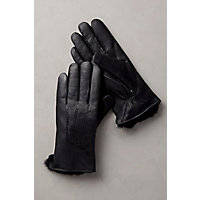 Men's Lambskin Leather Gloves with Rabbit Fur Lining, BLACK