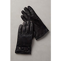 Men's Cashmere-Lined Lambskin Leather Gloves, BLACK