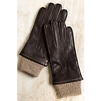 Men's Cashmere-Lined Lambskin Leather Driving Gloves, ANTIQUE BROWN