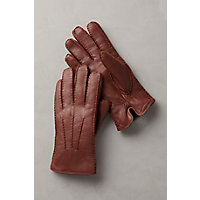 Men's Shearling-Lined Lambskin Leather Gloves, COGNAC