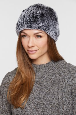 Women's Knitted Rex Rabbit Fur Hat