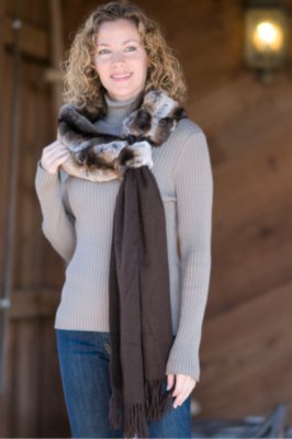 Women's 100% Cashmere & Rex Rabbit Scarf