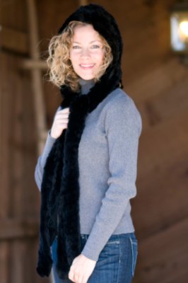 Women's Knitted Rex Hooded Scarf