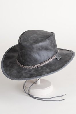 Crushable Oiled-Leather Hat with Chinstrap