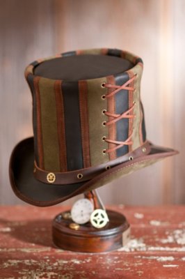 Steampunk Absinthe Leather Top Hat
