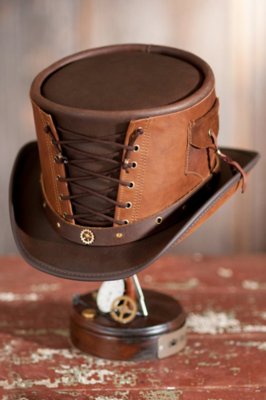 Steampunk Victorian Vested Leather Hat