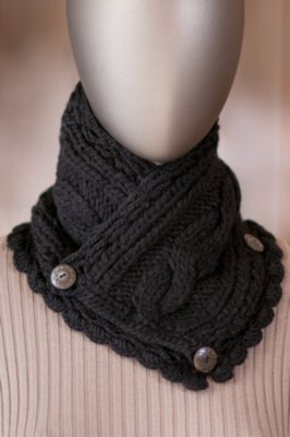 Women's Handmade Wool Neckwarmer with Button Closures 