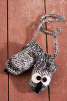 Kids' Owl Handmade Wool-Blend Mittens