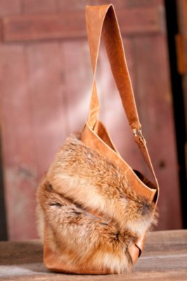 Women’s Red Fox Fur and Leather Handbag
