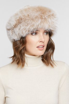 Women's Sheared Mink Fur Hat with Fox Fur Trim