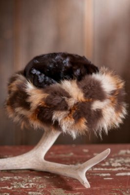 Women's Sheared Mink Fur Hat with 3-Tone Fox Fur Trim