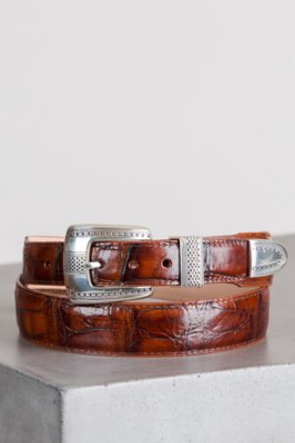 Croco Taper Leather Belt, HONEY