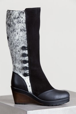 Women's Maria Cowhide Leather Gripper-Sole Boots, BLACK/NATURAL