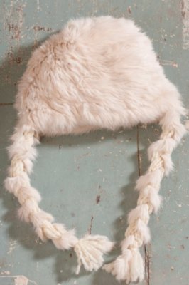 Women’s Chenille Hat with Rabbit Fur Trim