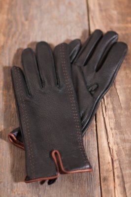 Women's Sequoia Leather Gloves, BLACK, Size MEDIUM