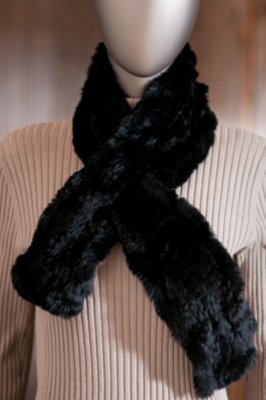 Women's Knitted Rex Rabbit Fur Scarf
