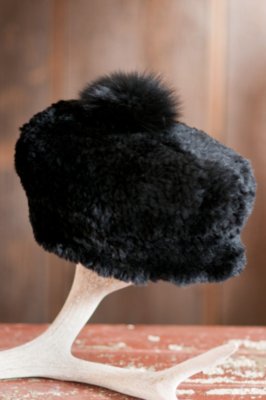 Women's Knitted Beaver Fur Hat with Fox Fur Trim