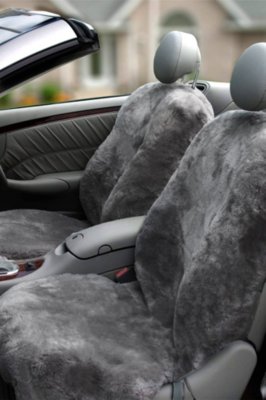 DC-4 Driver Side Sheepskin Car Seat Cover, CHARCOAL, Size 1 SIZE