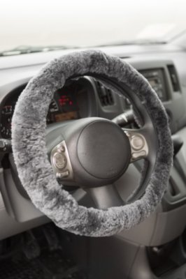 Steering Wheel Cover, CHARCOAL, Size 1 SIZE